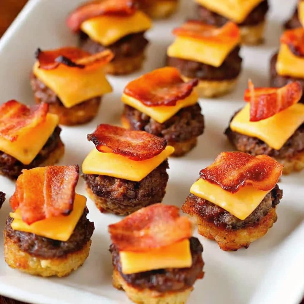 Easy homemade mini bacon cheeseburger bites – perfect game day appetizer
