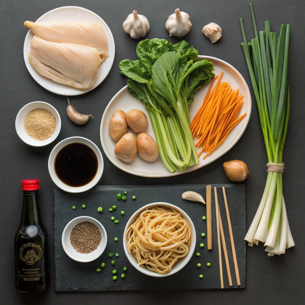 Ingredients needed for easy chicken chow mein