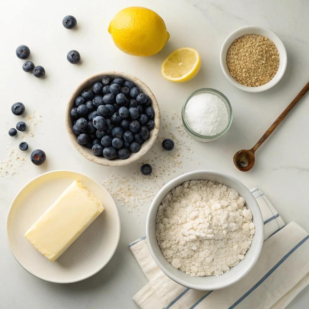 Ingredients needed for easy blueberry oatmeal bars