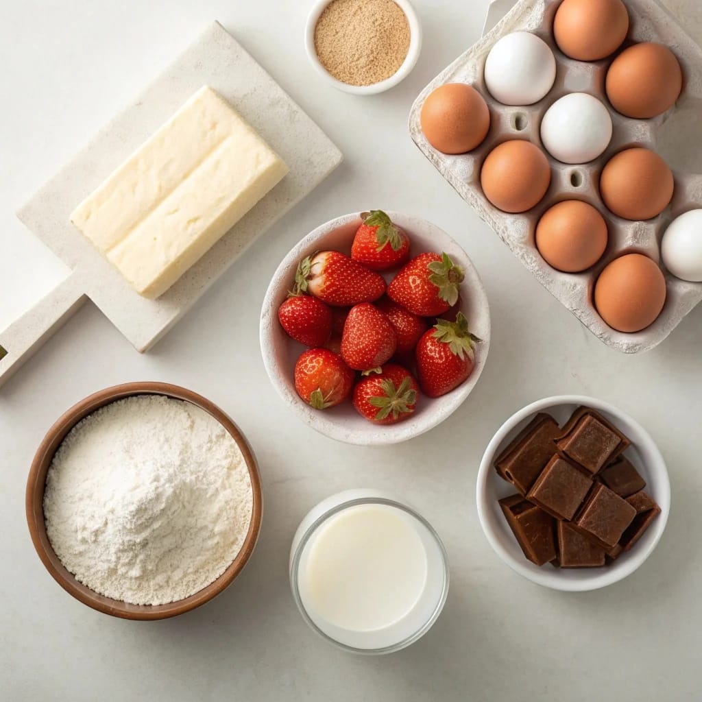 Ingredients needed for easy strawberry kiss cookies