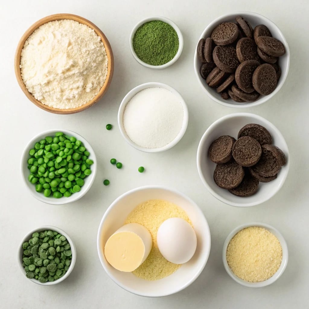 Ingredients needed for easy green cookies