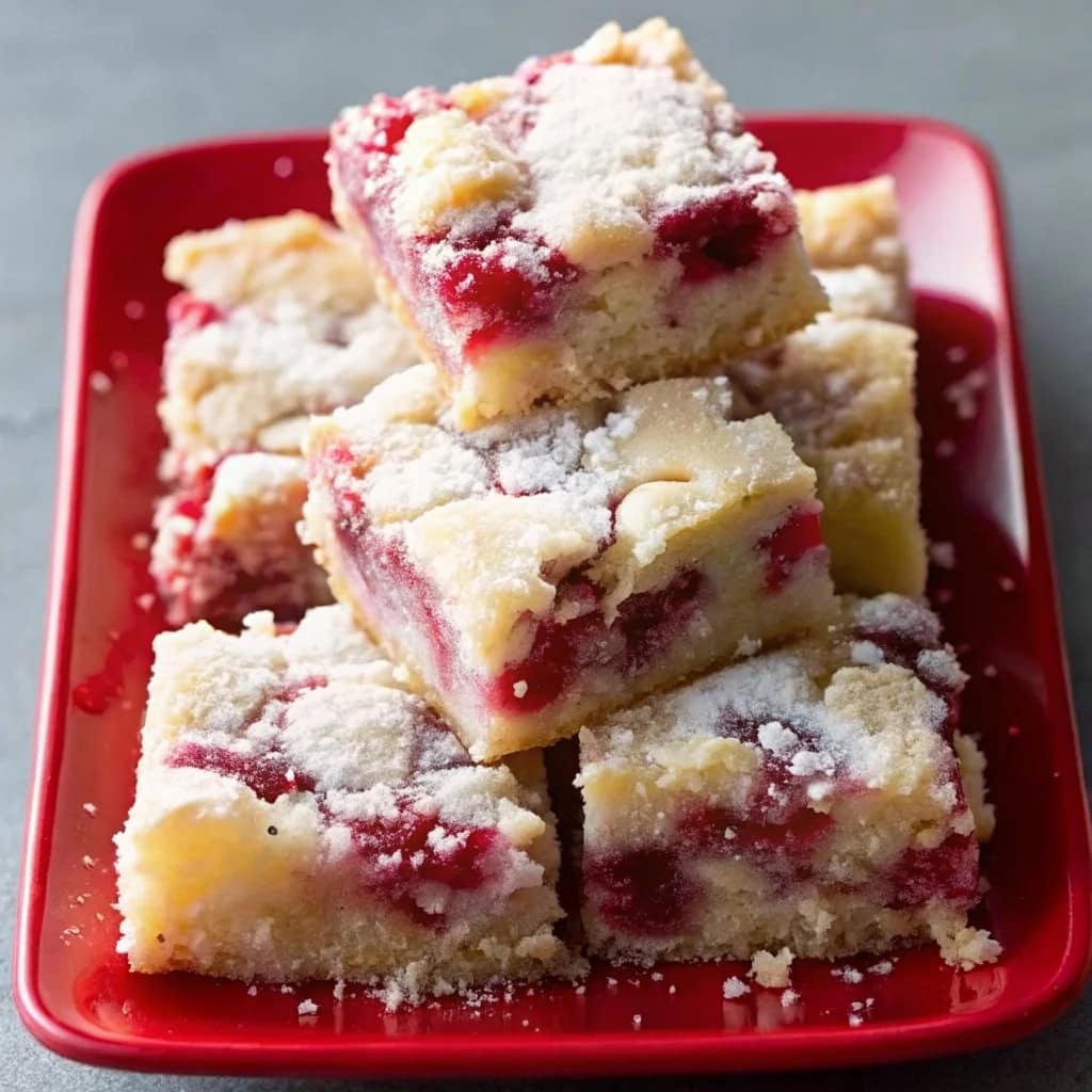 Easy homemade strawberry lemon blondies – fudgy, fruity, and bright
