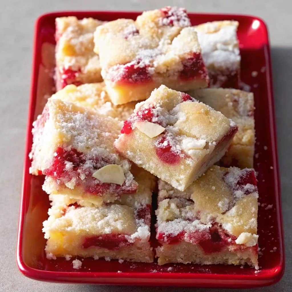 Easy homemade strawberry lemon blondies – fudgy, fruity, and bright