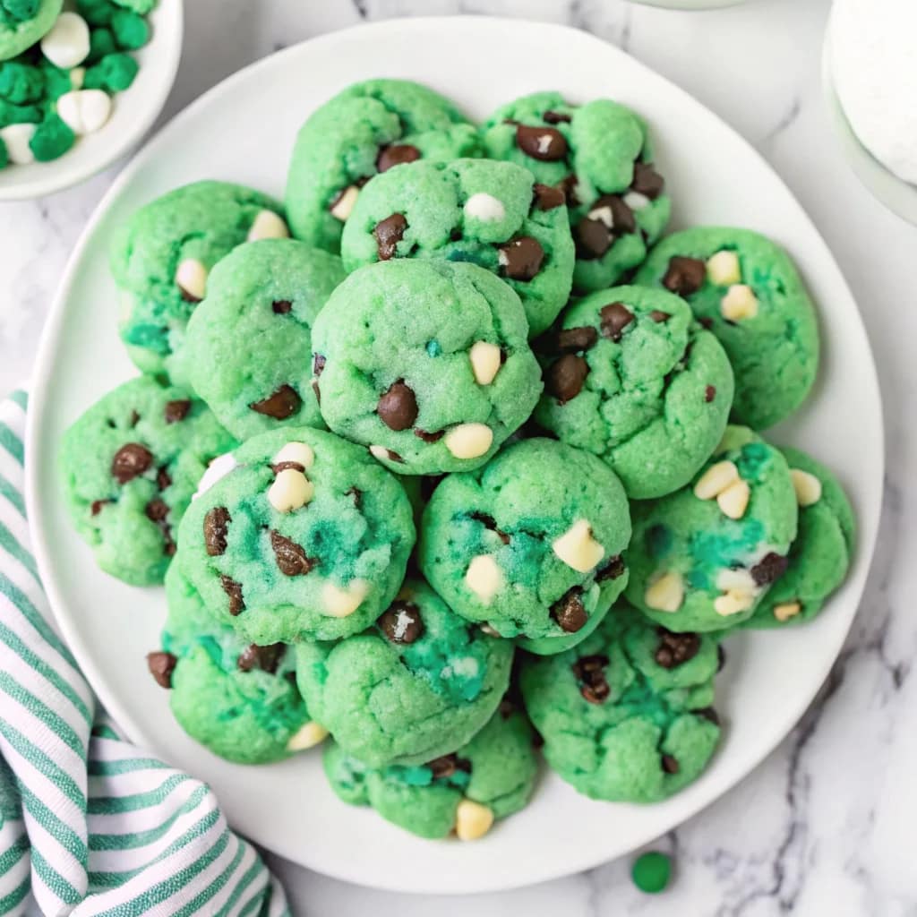 Easy homemade green cookies – soft, loaded with chocolate chips and Oreos