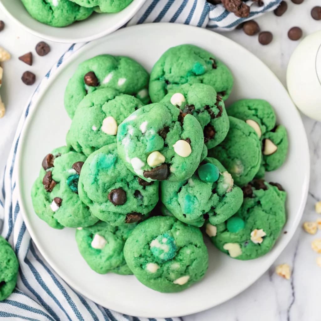 Easy homemade green cookies – soft, loaded with chocolate chips and Oreos