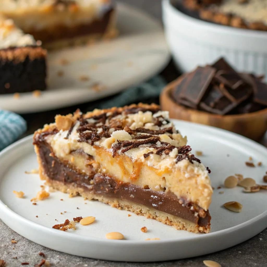 Easy no-bake Samoas cookie pie – caramel, coconut, chocolate