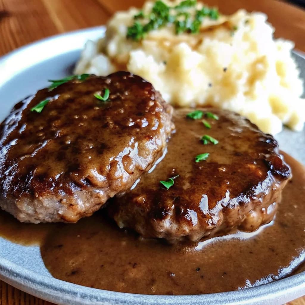Easy homemade hamburger steak with savory brown gravy – juicy, comforting, classic