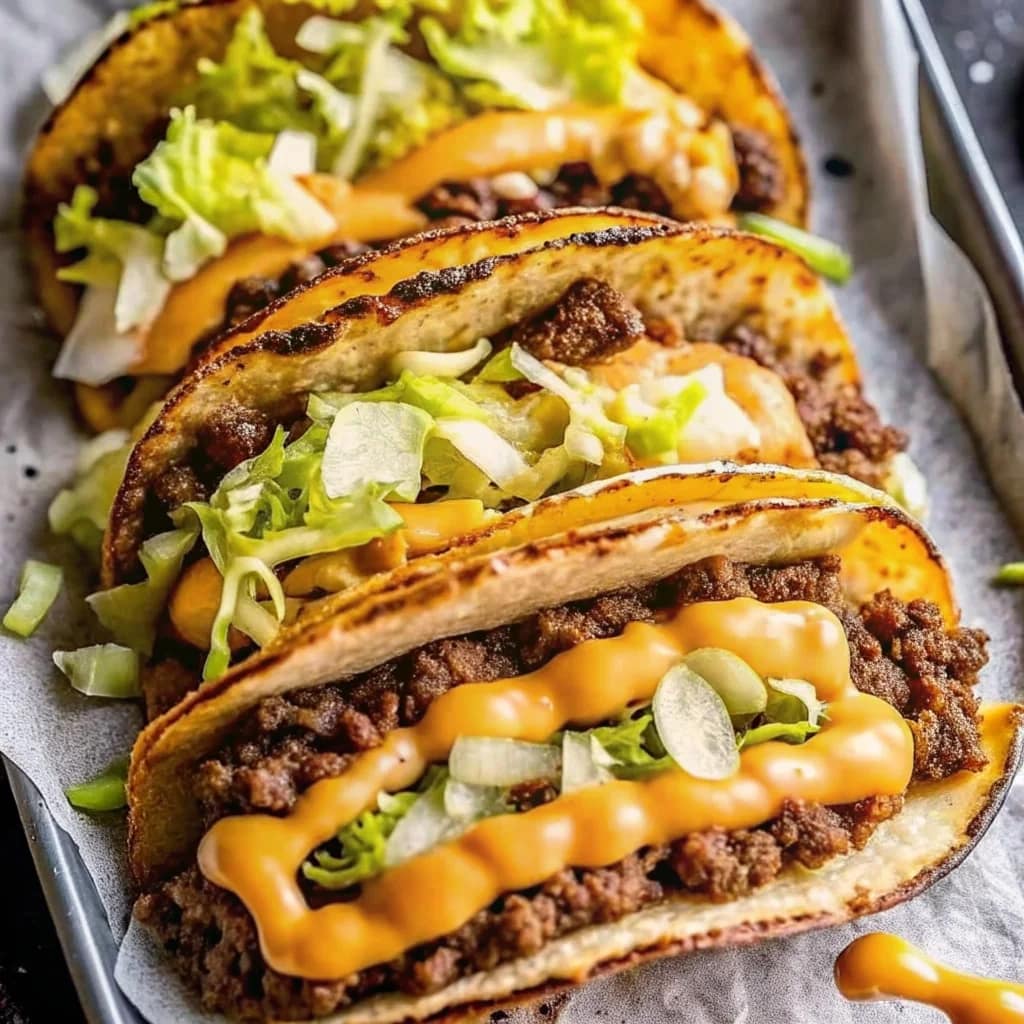 Easy homemade smash burger tacos – crispy, cheesy, juicy
