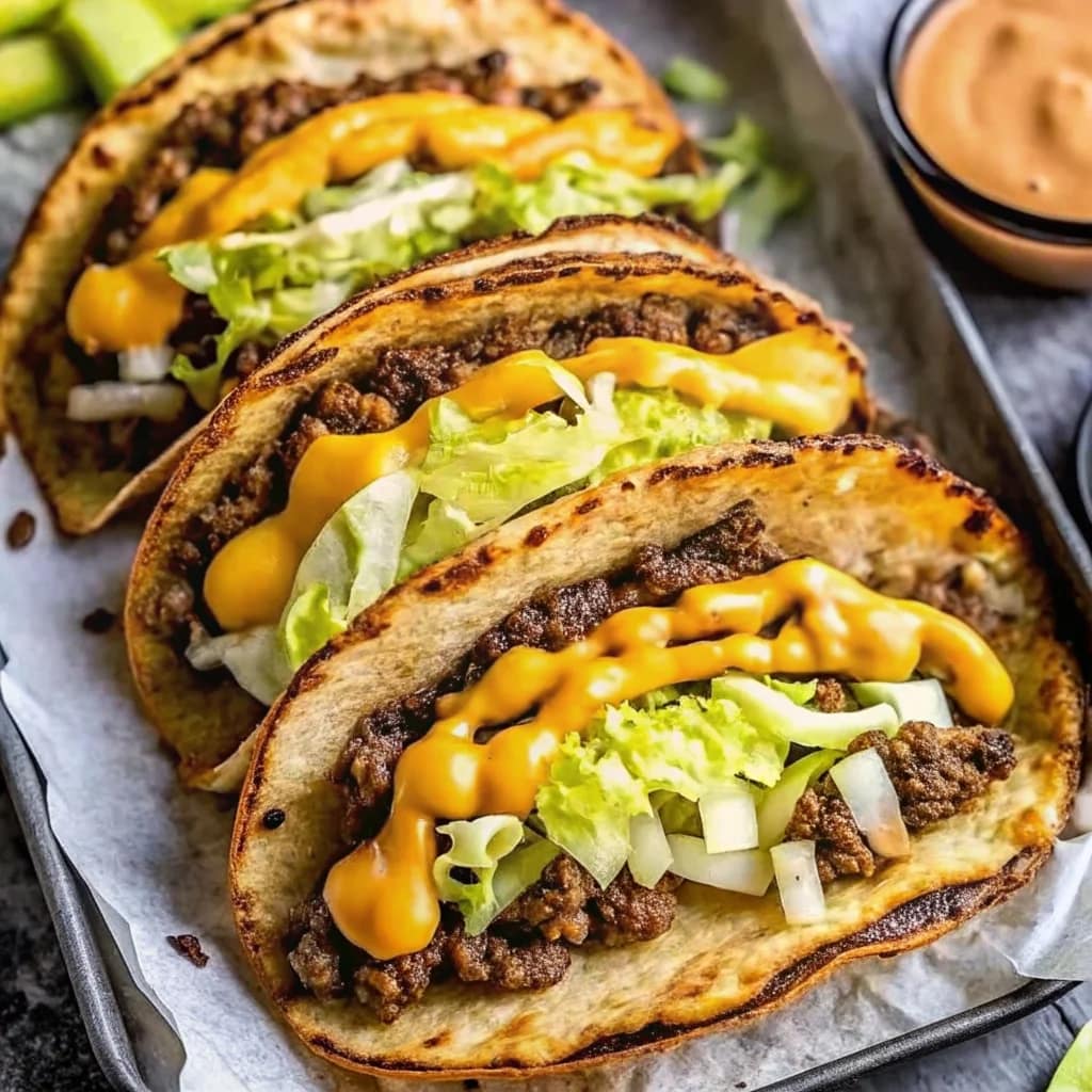 Easy homemade smash burger tacos – crispy, cheesy, juicy