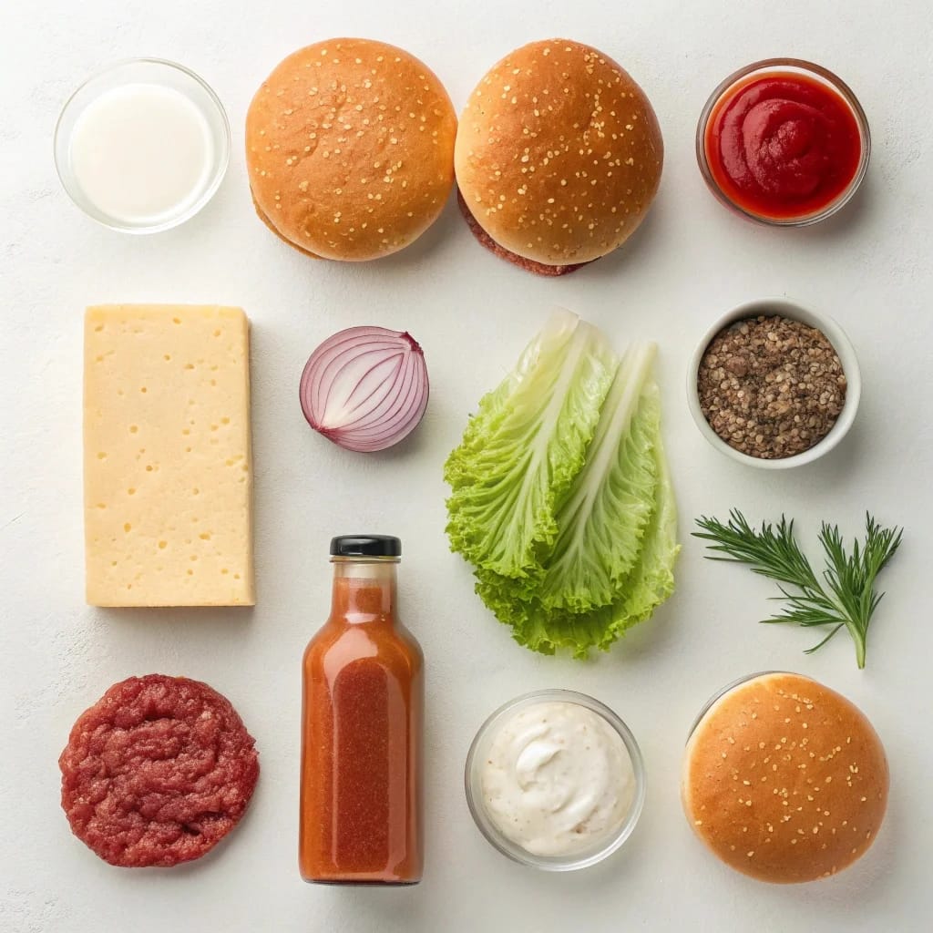 Ingredients for easy crack burgers