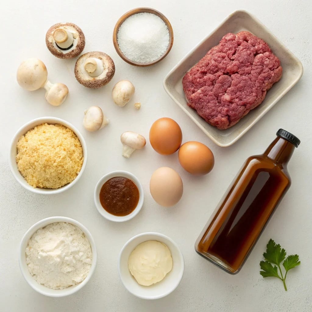 Ingredients for easy hamburger steak with gravy