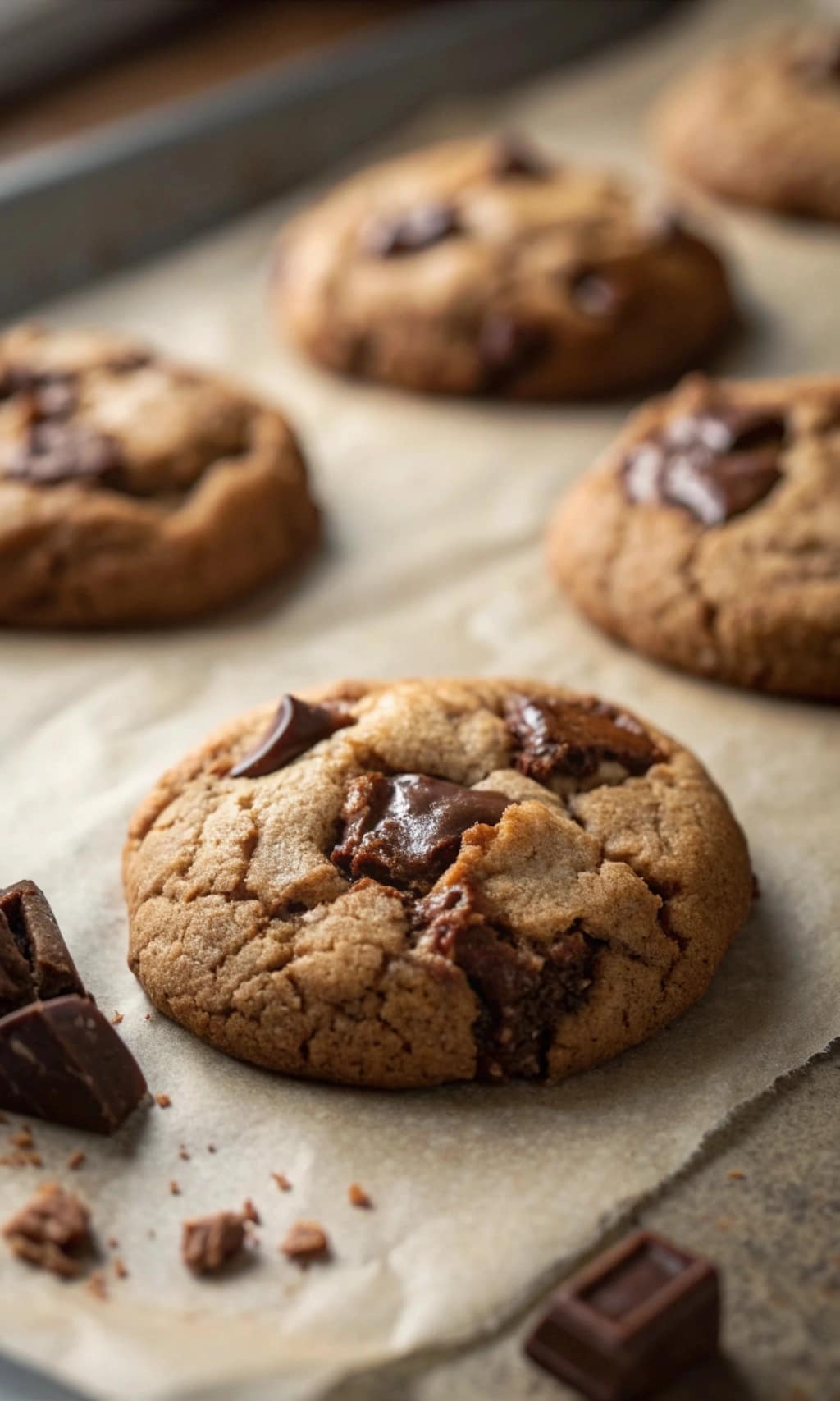 A collection of delicious homemade recipes from CookingOptions.com, featuring creamy garlic butter shrimp pasta topped with parmesan and parsley, a colorful Mediterranean chickpea salad with fresh vegetables and feta, golden honey soy glazed chicken thighs garnished with sesame seeds, a vibrant roasted sweet potato and quinoa bowl with avocado and tahini dressing, and soft double chocolate chunk cookies filled with melted chocolate pieces — beautifully photographed with natural lighting and inviting presentation.