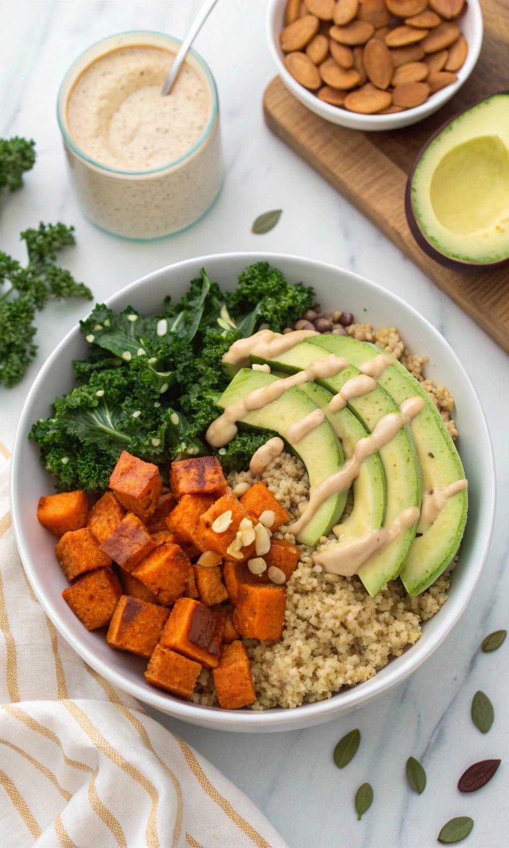 A collection of delicious homemade recipes from CookingOptions.com, featuring creamy garlic butter shrimp pasta topped with parmesan and parsley, a colorful Mediterranean chickpea salad with fresh vegetables and feta, golden honey soy glazed chicken thighs garnished with sesame seeds, a vibrant roasted sweet potato and quinoa bowl with avocado and tahini dressing, and soft double chocolate chunk cookies filled with melted chocolate pieces — beautifully photographed with natural lighting and inviting presentation.