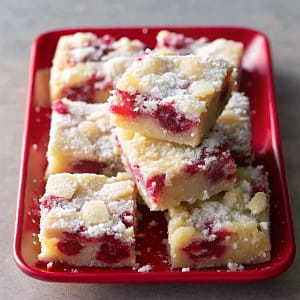 Easy homemade strawberry lemon blondies – fudgy, fruity, and bright