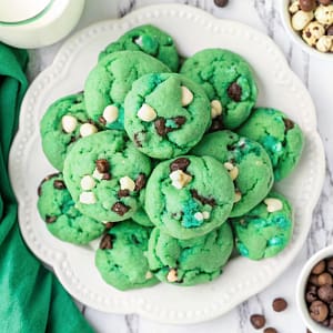 Easy homemade green cookies – soft, loaded with chocolate chips and Oreos