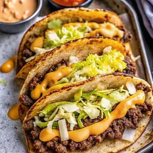 Easy homemade smash burger tacos – crispy, cheesy, juicy
